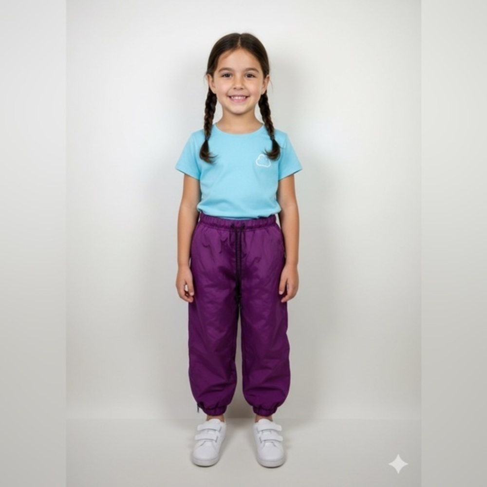REI Kids Tots Girls XXS Snow Pants Purple Fleece Combo Elastic Waist Nylon